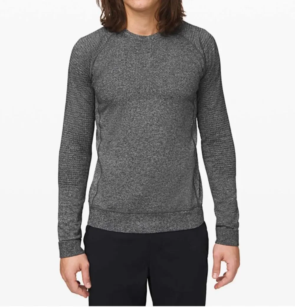 Lululemon Engineered Warmth Wool Long Sleeve Crew Black White Pullover Top Sz? M